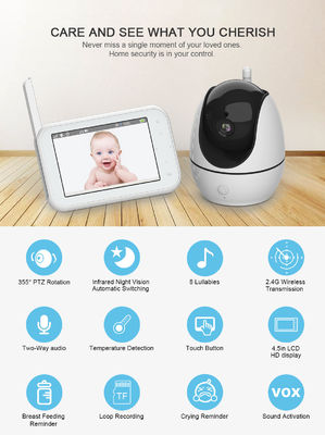 Μακροχρόνια σειρά οργάνων ελέγχου μωρών PTZ ψηφιακή ασύρματη κουμπί αφής οθόνης 4,5 ίντσας